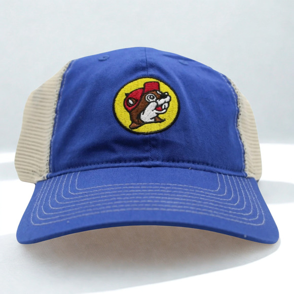 Buc-ees Other - Buc-ee’s Gas Station Blue White Mesh Snapback Baseball Cap Hat EUC